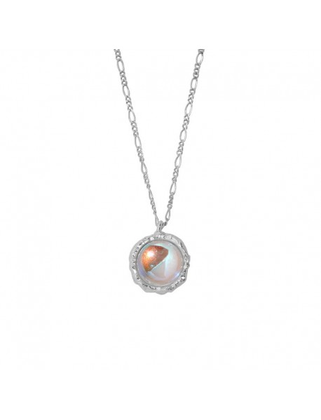 Elegant Round Created Moonstone 925 Sterling Silver Necklace