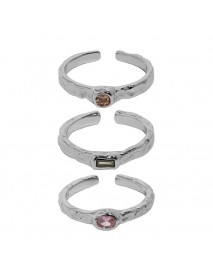 Geometry CZ Minimalism 925 Sterling Silver Adjustable Ring