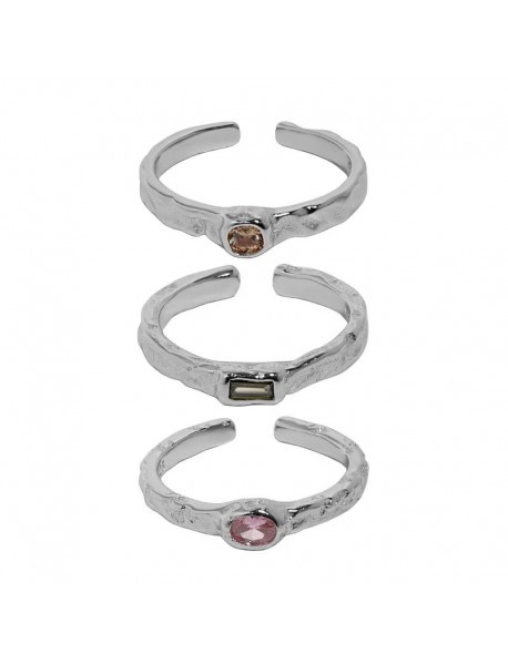 Geometry CZ Minimalism 925 Sterling Silver Adjustable Ring