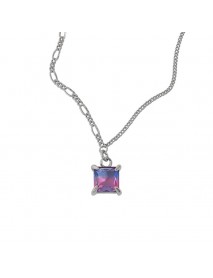 Geometry Colorful Radiant CZ 925 Sterling Silver Necklace