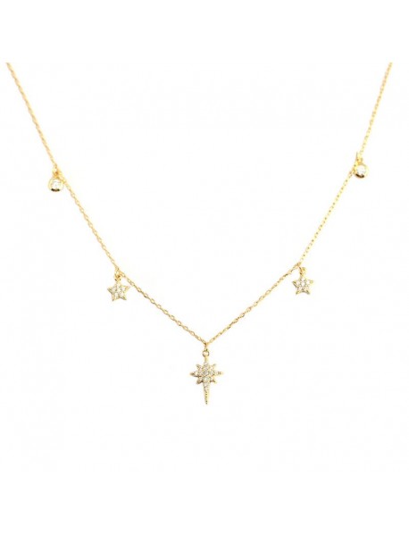 Women CZ Shining Stars 925 Sterling Silver Necklace