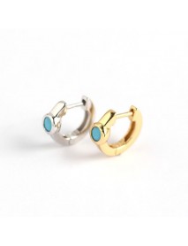 Mini Blue CZ Circle 925 Sterling Silver Huggie Hoop Earrings