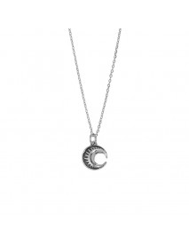 Holiday Crescent Moon Stars 925 Sterling Silver Necklace
