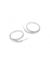 Simple Round Geometry Circle 925 Sterling Silver Dangling Earrings