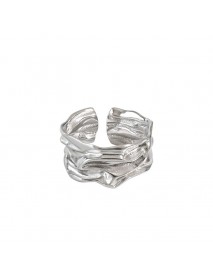 Simple Irregular River 925 Sterling Silver Wide Adjustable Ring