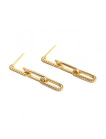Office CZ Hollow Chain 925 Sterling Silver Dangling Earrings