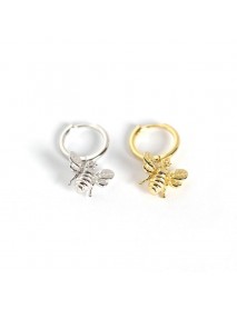 Cute Animal Insect Honey Bee 925 Sterling Silver Hoop Earrings