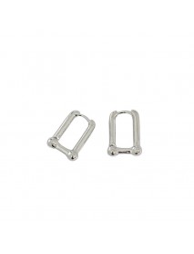 Geometry Hollow Rectangle U Shape 925 Sterling Silver Hoop Earrings