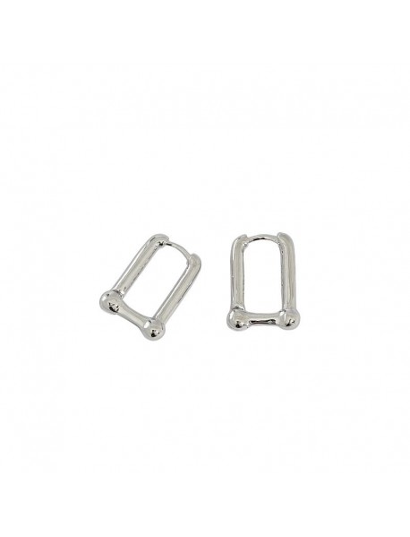 Geometry Hollow Rectangle U Shape 925 Sterling Silver Hoop Earrings