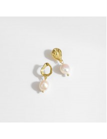 Irregular Baroque Natural Pearl 925 Sterling Silver Dangling Earrings