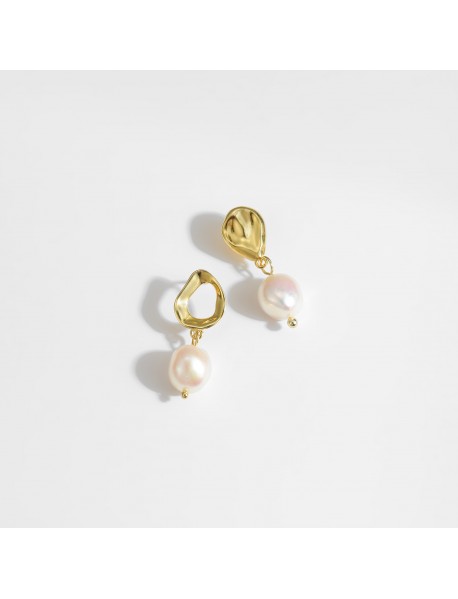 Irregular Baroque Natural Pearl 925 Sterling Silver Dangling Earrings