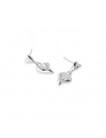 Mini Double Hearts Gift 925 Sterling Silver Dangling Earrings