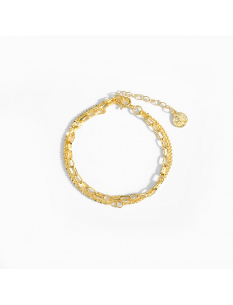 Fashion Double Layer Babysbreath Hollow Chain 925 Sterling Silver Bracelet