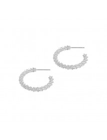 Office Shining Babysbreath 925 Sterling Silver Hoop Earrings