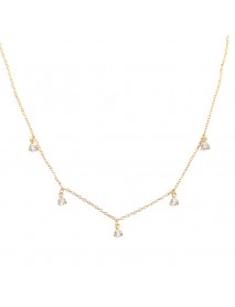 Elegant Geometry Round CZ Tassels 925 Sterling Silver Necklace