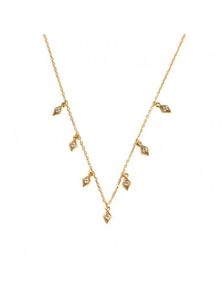 Elegant Geometry Rhombus CZ 925 Sterling Silver Necklace