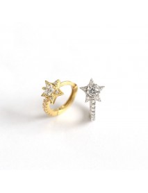 Girl Shining CZ Stars 925 Sterling Silver Hoop Earrings