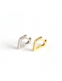 GeometryCZ Hollow Irregular Quadrilateral 925 Sterling Silver Hoop Earrings