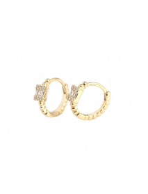 Simple CZ Rectangle Geometry 925 Sterling Silver Huggie Hoop Earrings