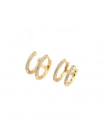 Geometry Double CZ Circle 925 Sterling Silver Hoop Earrings