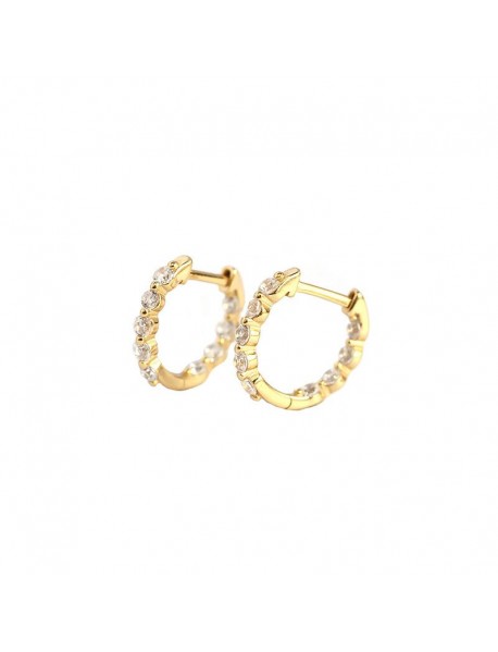 New CZ Circle 925 Sterling Silver Huggie Hoop Earrings