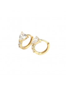 Girl CZ Heart Geometry 925 Sterling Silver Hoop Earrings