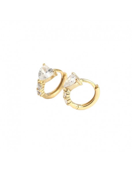 Girl CZ Heart Geometry 925 Sterling Silver Hoop Earrings