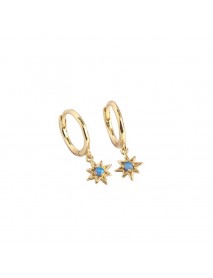 Daily Created Opal Star Anise Sun 925 Sterling Silver Hoop Earrings