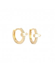 Geometry CZ Rectangle Simple 925 Sterling Silver Huggie Hoop Earrings