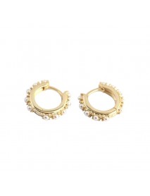 Office Mini Shell Pearls 925 Sterling Silver Huggie Hoop Earrings
