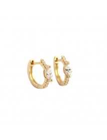 Simple Mini Oval CZ 925 Sterling Silver Huggie Hoop Earrings