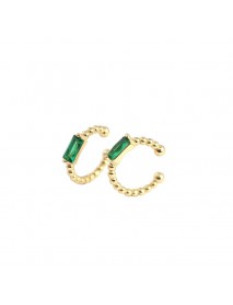 Geometry Green CZ Rectangle 925 Sterling Silver Non-Pierced Earrings