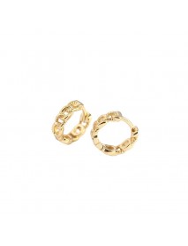 Simple Hollow Chain 925 Sterling Silver Huggie Hoop Earrings