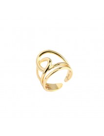 Simple Lines Cross Double Layer 925 Sterling Silver Adjustable Ring