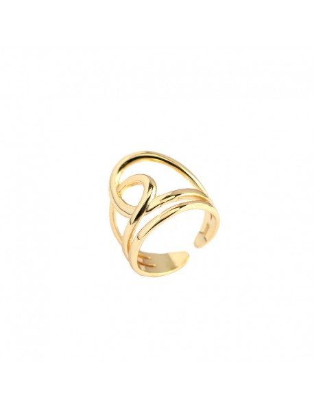 Simple Lines Cross Double Layer 925 Sterling Silver Adjustable Ring