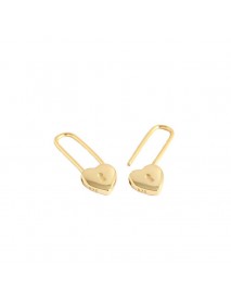 Fashion Heart Lock 925 Sterling Silver Hoop Earrings