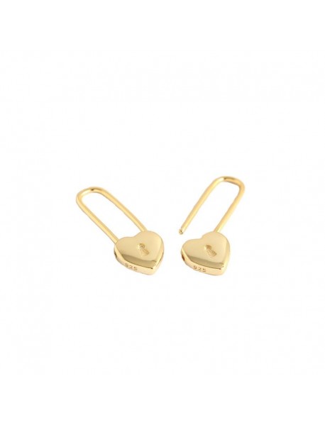 Fashion Heart Lock 925 Sterling Silver Hoop Earrings