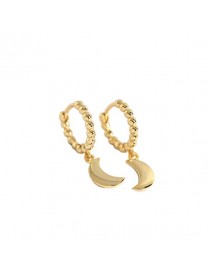 Simple Geometric Round Glossy Moon  925 Sterling Silver Hoop Earrings