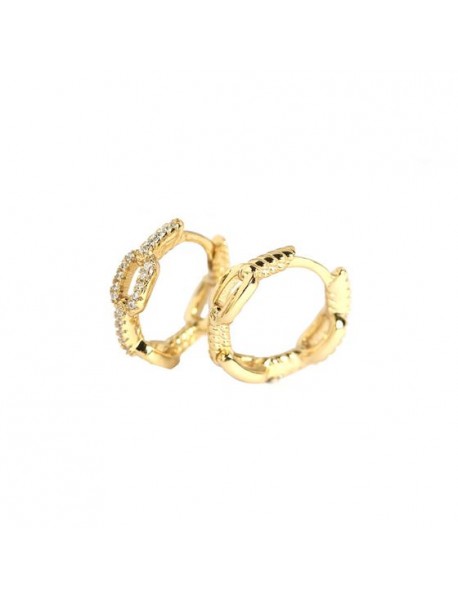 Fashion Chain CZ 925 Sterling Silver Huggie Hoop Earrings