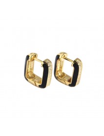 Fashion Geometry CZ Hollow Square 925 Sterling Silver Hoop Earrings