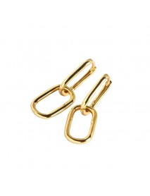 Geometry Hollow Ellipse Chain 925 Sterling Silver Hoop Earrings