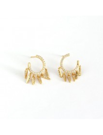 Fashion CZ Tassels 925 Sterling Silver Hoop Earrings