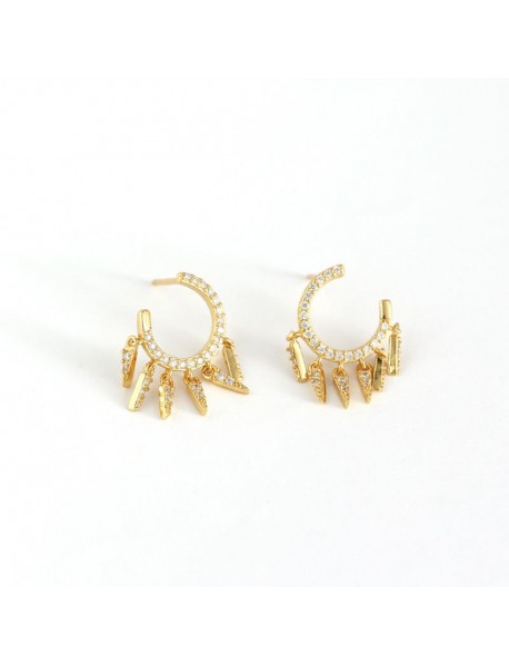 Fashion CZ Tassels 925 Sterling Silver Hoop Earrings