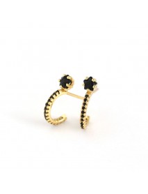 Fashion CZ Star C Shape 925 Sterling Silver Stud Earrings