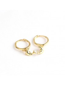 Cute Animal Dolphin 925 Sterling Silver Hoop Earrings