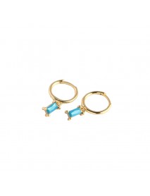 Geometry Rectangle CZ 925 Sterling Silver Hoop Earrings