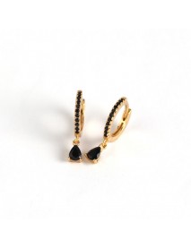 Simple CZ Waterdrop 925 Sterling Silver Hoop Earrings