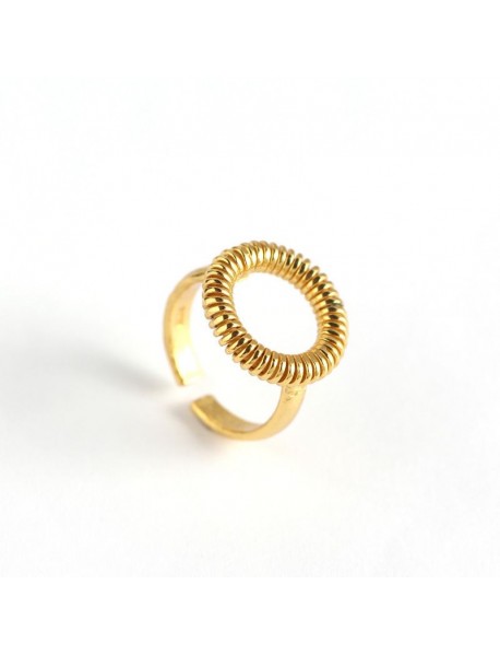 Fashion Round Spring 925 Sterling Silver Adjustable Ring