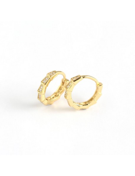 Simple Geometry Square CZ 925 Sterling Silver Huggie Hoop Earrings