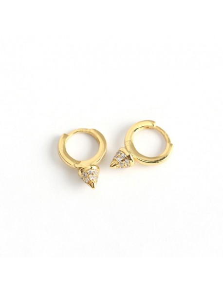 Holiday CZ Rivet 925 Sterling Silver Hoop Earrings